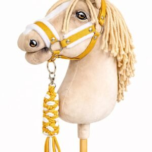 Rinkinys Hobby Horse: apynasris A3 su baltu kailiuku + pavadėlis iš virvės - balta-medaus geltona
