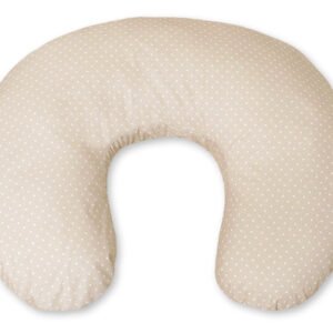 Breastfeeding Pillow Nursing Croissant Pillow, removable, Hands-Free Feeding - polka dots on beige