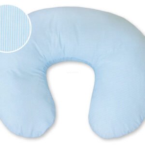 Breastfeeding Pillow Nursing Croissant Pillow, removable, Hands-Free Feeding - Blue strips