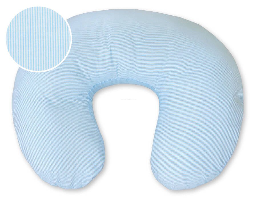 Breastfeeding Pillow Nursing Croissant Pillow, removable, Hands-Free Feeding - Blue strips