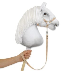 Pavadėlis hobby horse žirgeliui iš juostelės - smėlio spalvos