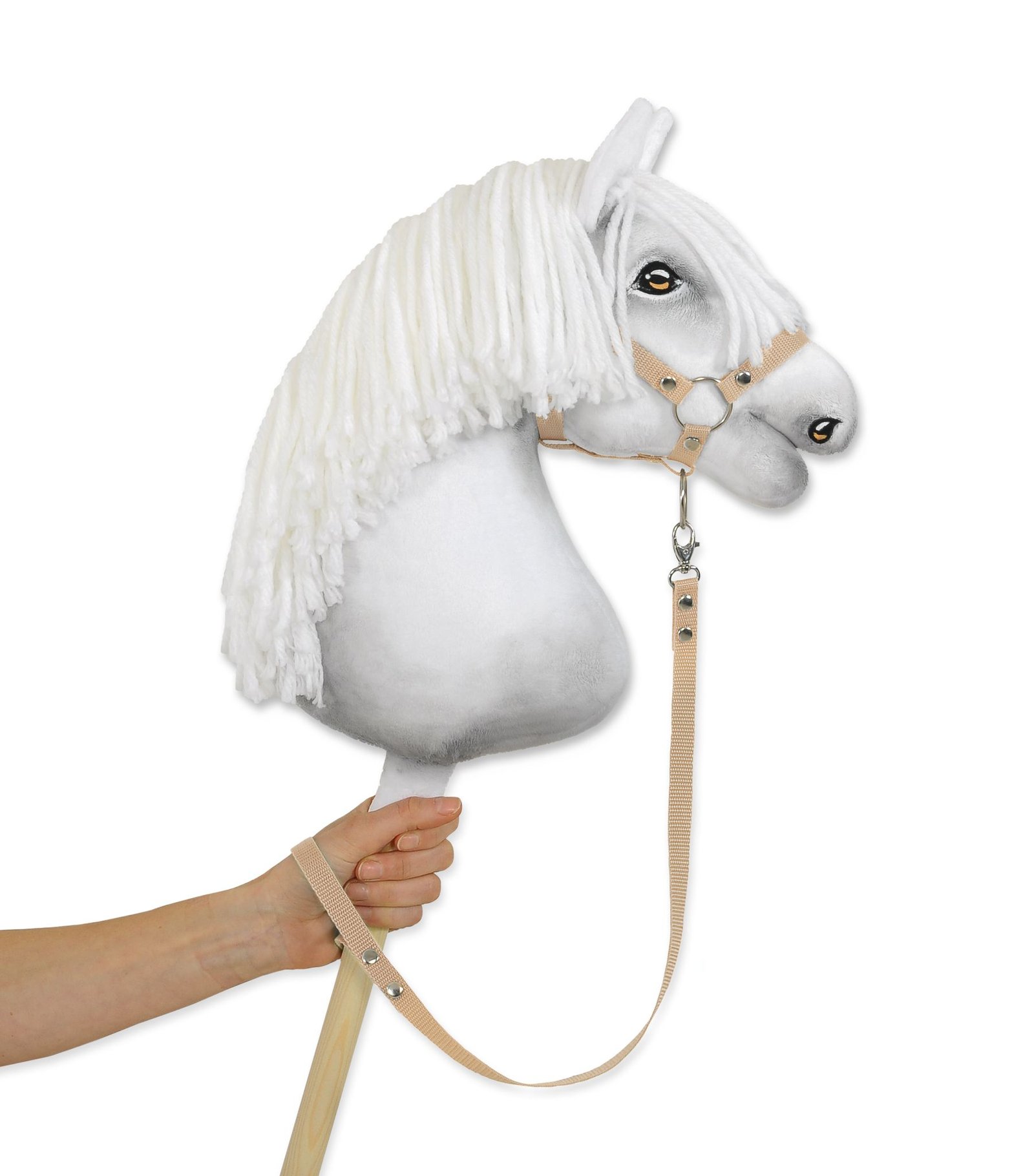 Pavadėlis hobby horse žirgeliui iš juostelės - smėlio spalvos