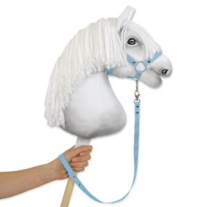 Pavadėlis hobby horse žirgeliui iš juostelės - šviesiai mėlyna