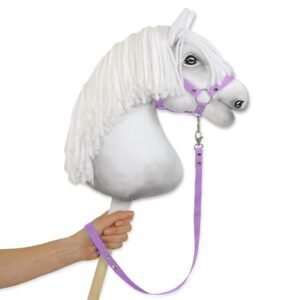 Pavadėlis hobby horse žirgeliui iš juostelės - violetinė