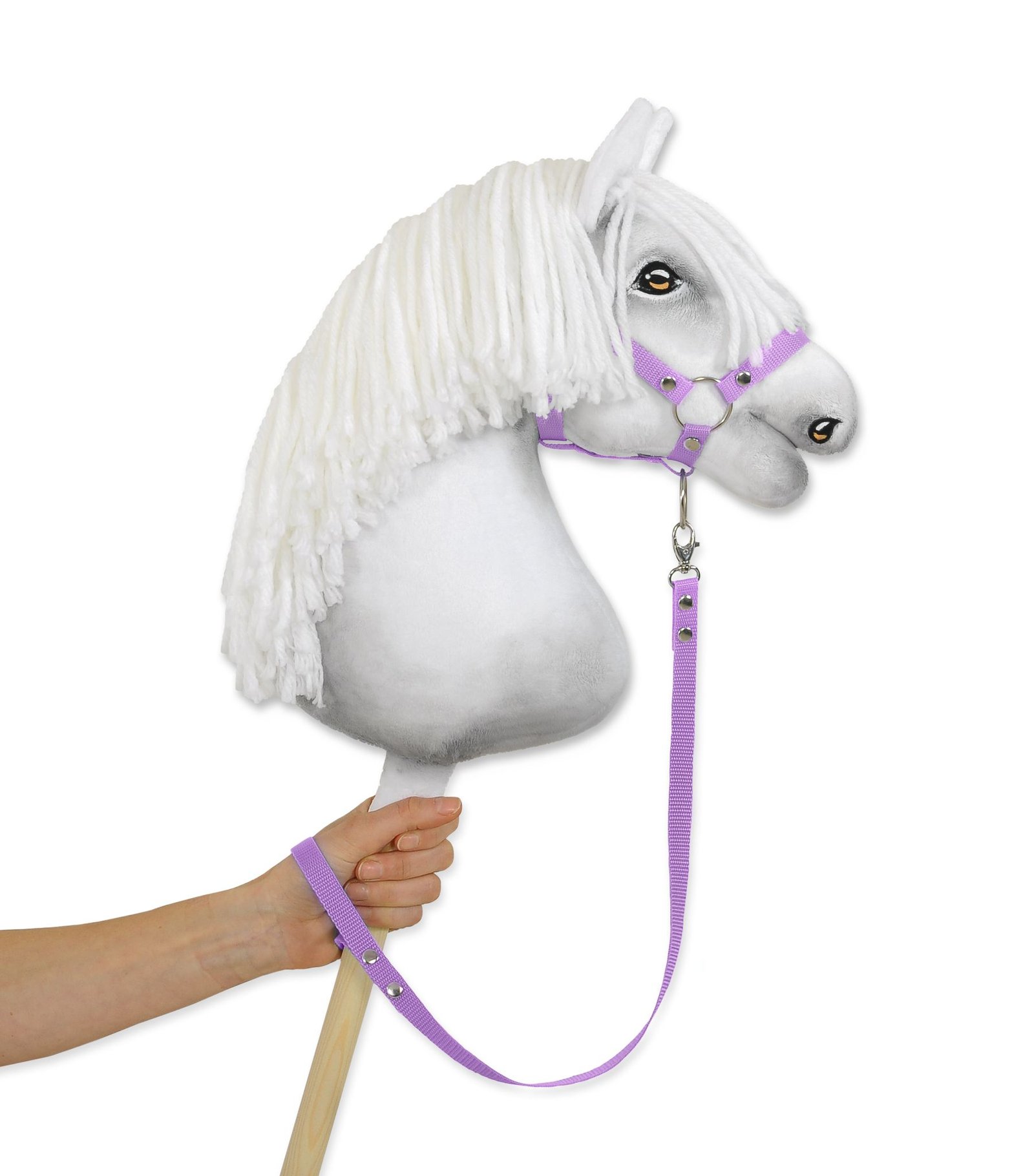 Pavadėlis hobby horse žirgeliui iš juostelės - violetinė