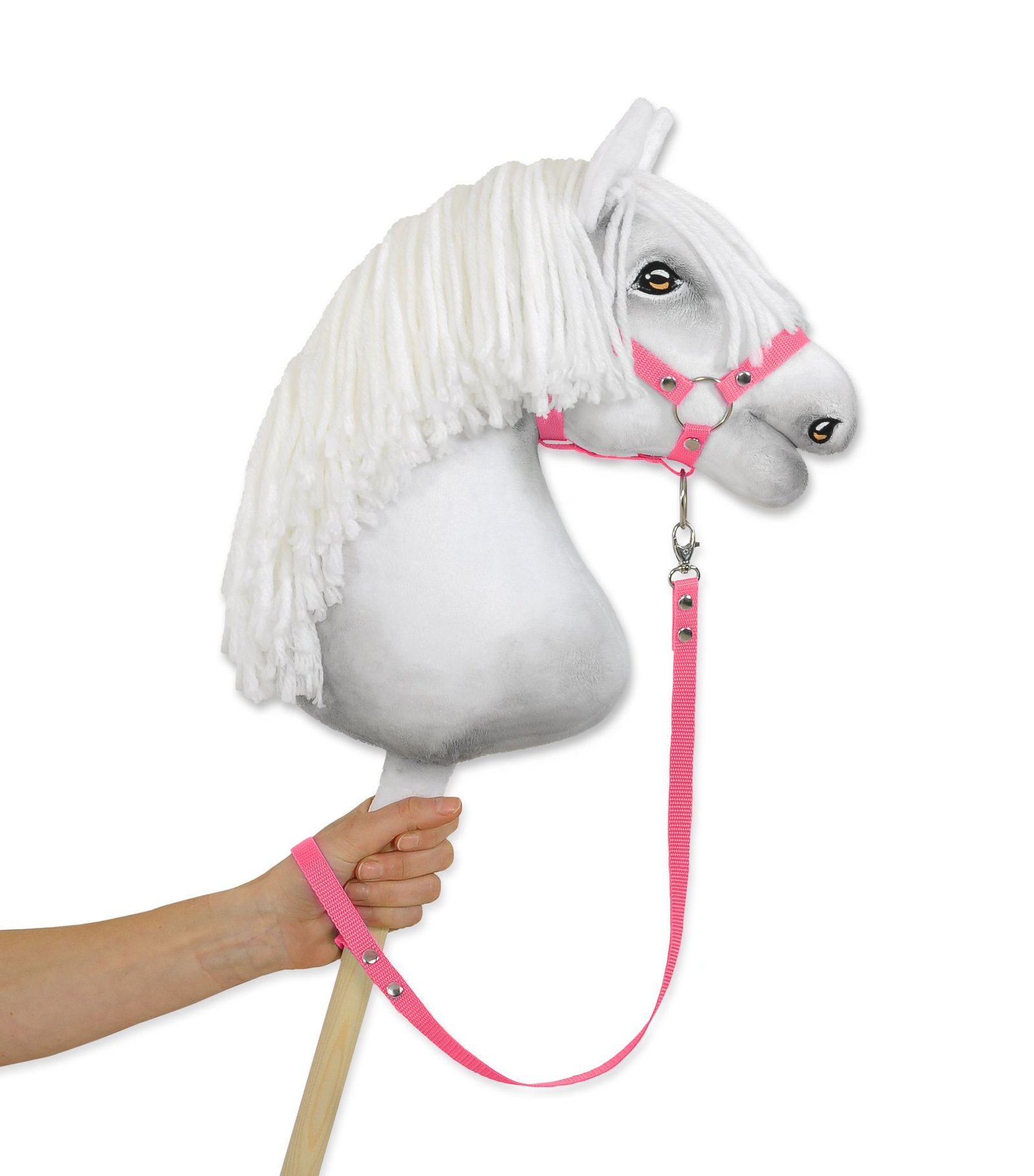 Pavadėlis hobby horse žirgeliui iš juostelės - rožinė