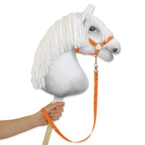 Pavadėlis hobby horse žirgeliui iš juostelės - oranžinė
