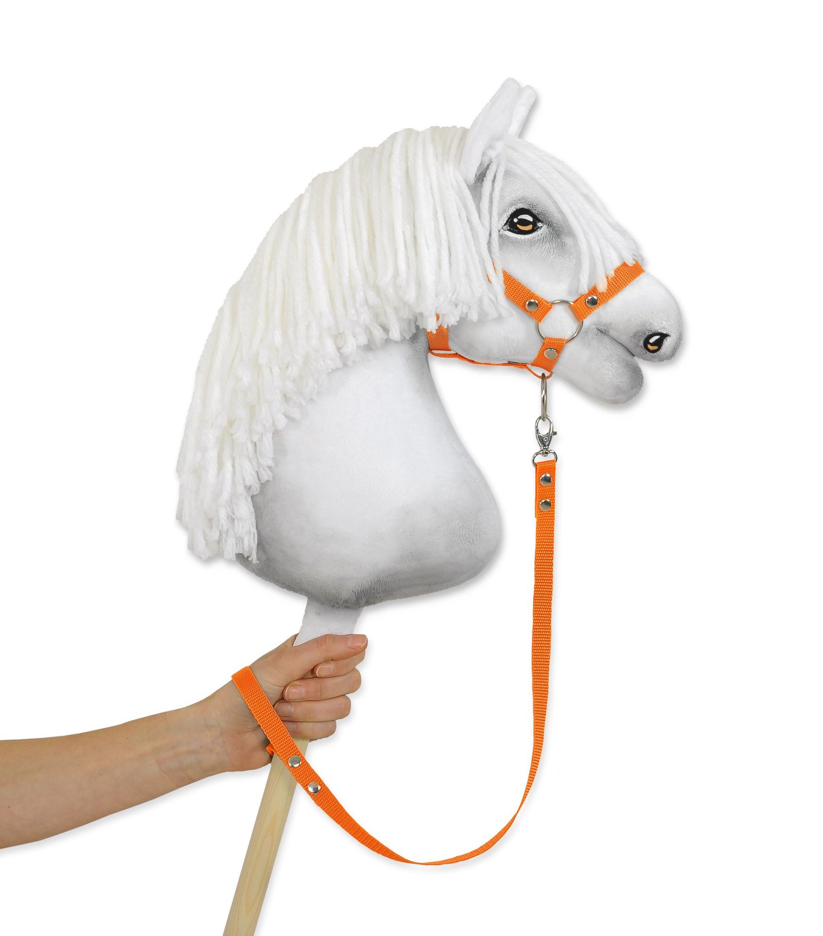 Pavadėlis hobby horse žirgeliui iš juostelės - oranžinė