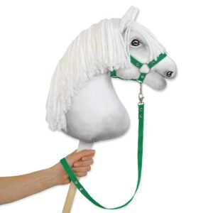 Pavadėlis hobby horse žirgeliui iš juostelės - žalia