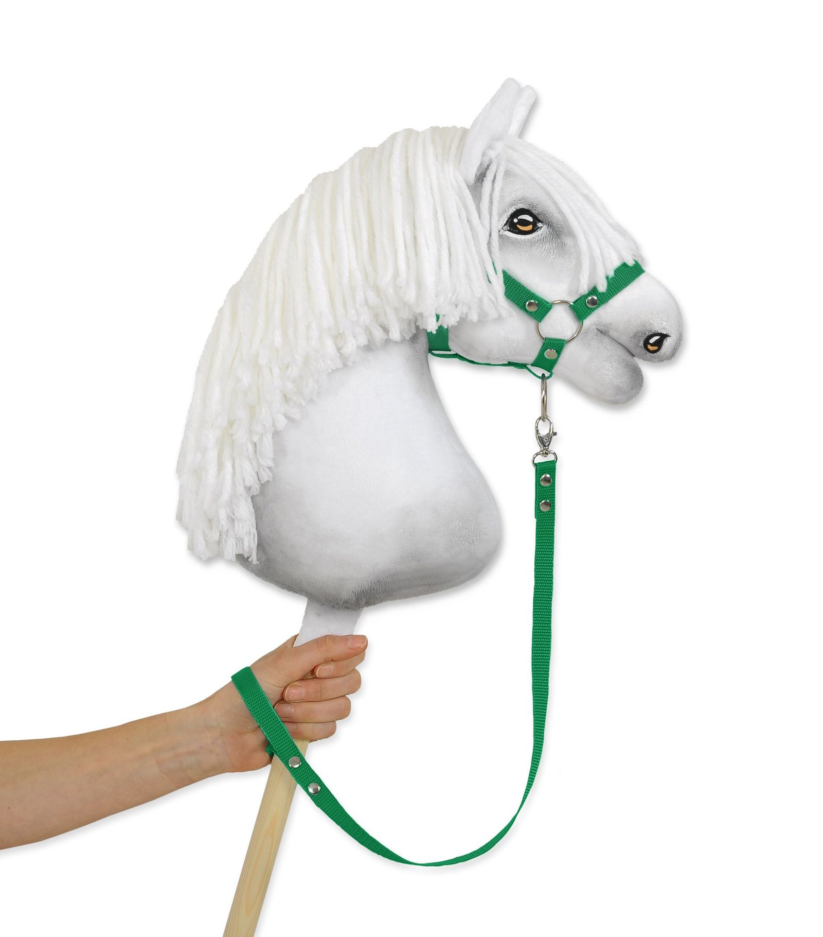 Pavadėlis hobby horse žirgeliui iš juostelės - žalia