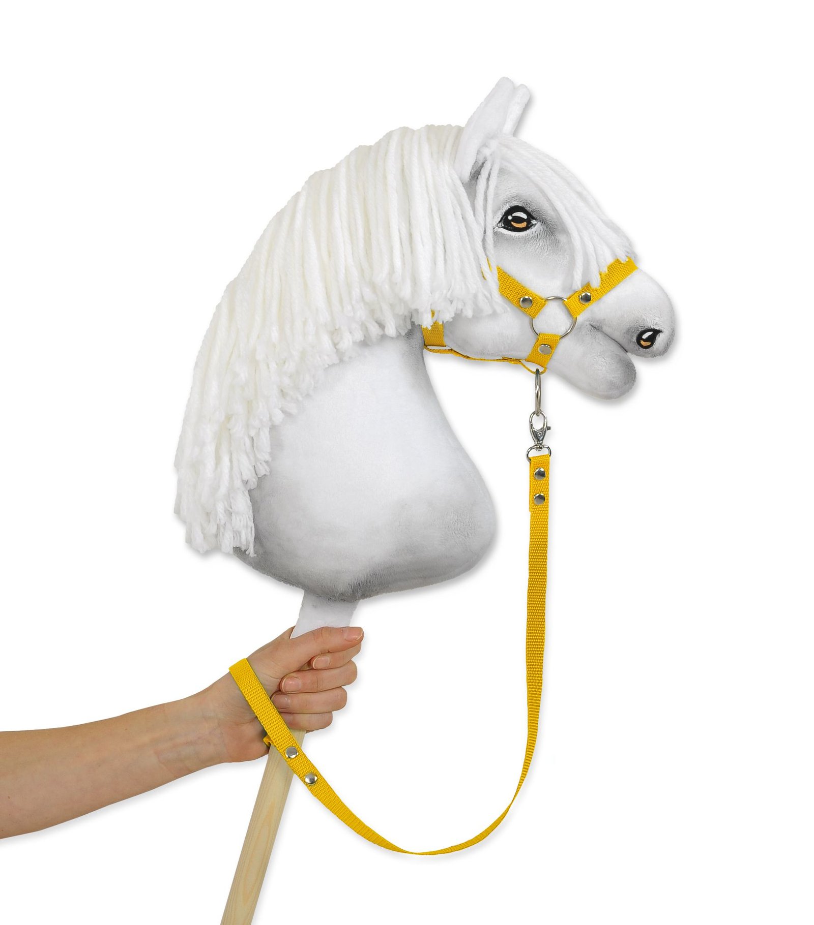 Pavadėlis hobby horse žirgeliui iš juostelės - geltona