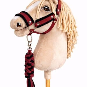 Rinkinys Hobby Horse: apynasris A3 su juodu kailiuku + pavadėlis iš virvės - juoda-bordo
