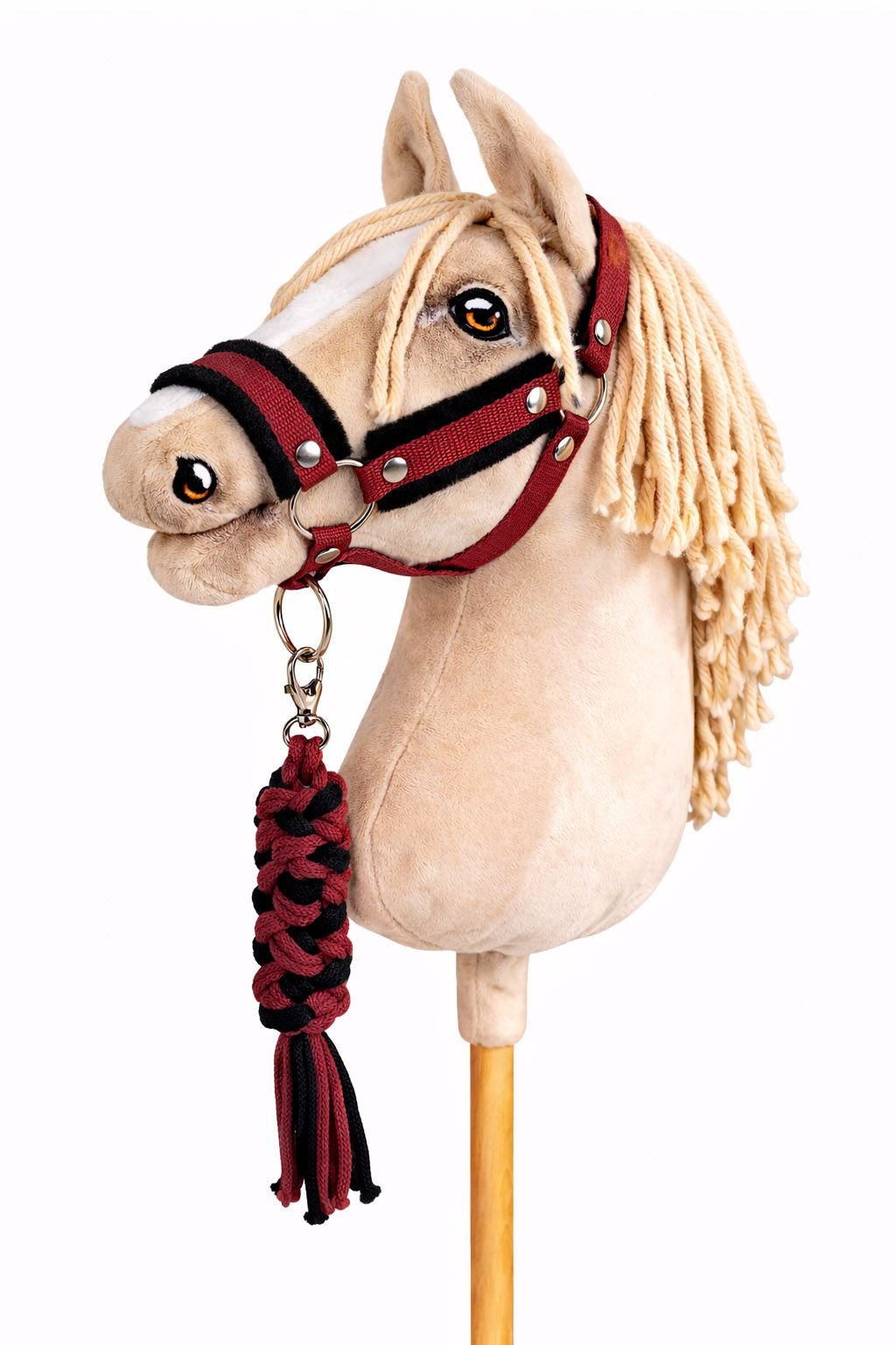 Rinkinys Hobby Horse: apynasris A3 su juodu kailiuku + pavadėlis iš virvės - juoda-bordo