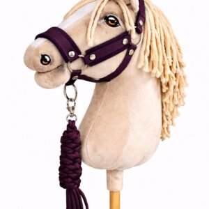 Rinkinys Hobby Horse: apynasris A3 su juodu kailiuku + pavadėlis iš virvės - juoda-slyvų spalvos