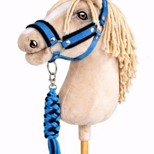 Rinkinys Hobby Horse: apynasris A3 su juodu kailiuku + pavadėlis iš virvės - juoda-turkio spalvos