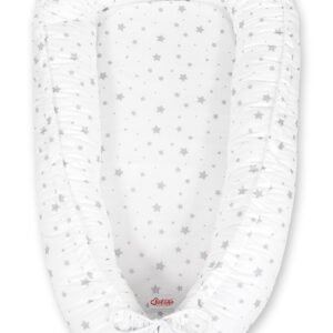 Kūdikio lizdas dvipusis Premium Cocoon naujagimiams BOBONO - mini pilkos žvaigždutės