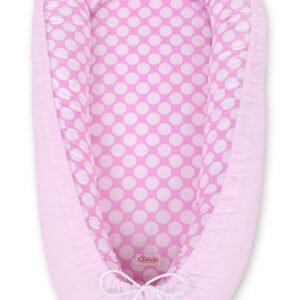 Kūdikio lizdas dvipusis Premium Cocoon naujagimiams BOBONO - rožinė su baltais taškeliais/rožinė