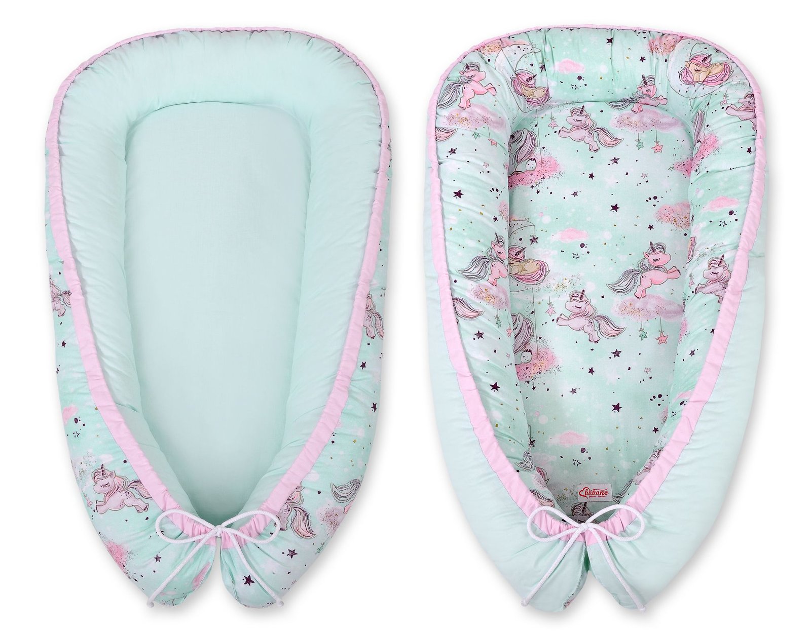 Kūdikio lizdas dvipusis Premium Cocoon naujagimiams BOBONO - vienaragis mėtų/mėtų - Image 6