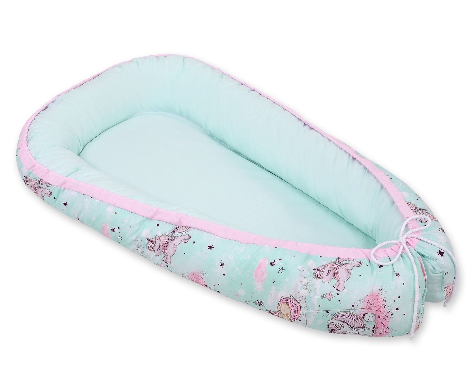 Kūdikio lizdas dvipusis Premium Cocoon naujagimiams BOBONO - vienaragis mėtų/mėtų - Image 3