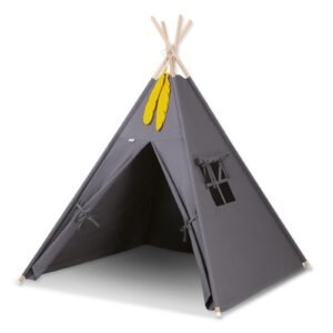 Teepee tent for kids + decorative feathers - anthracite