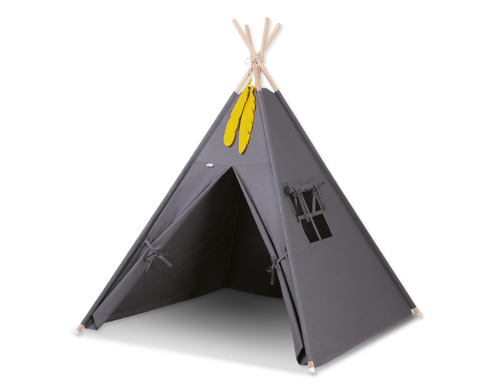 Teepee tent for kids + decorative feathers - anthracite
