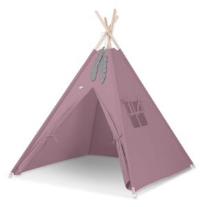 Tipi palapinė vaikams + dekoratyvinės plunksnos - pastelinė violetinė
