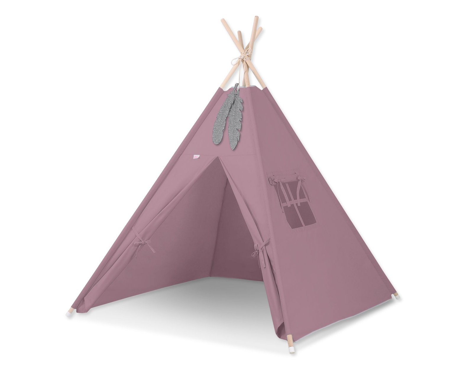 Tipi palapinė vaikams + dekoratyvinės plunksnos - pastelinė violetinė