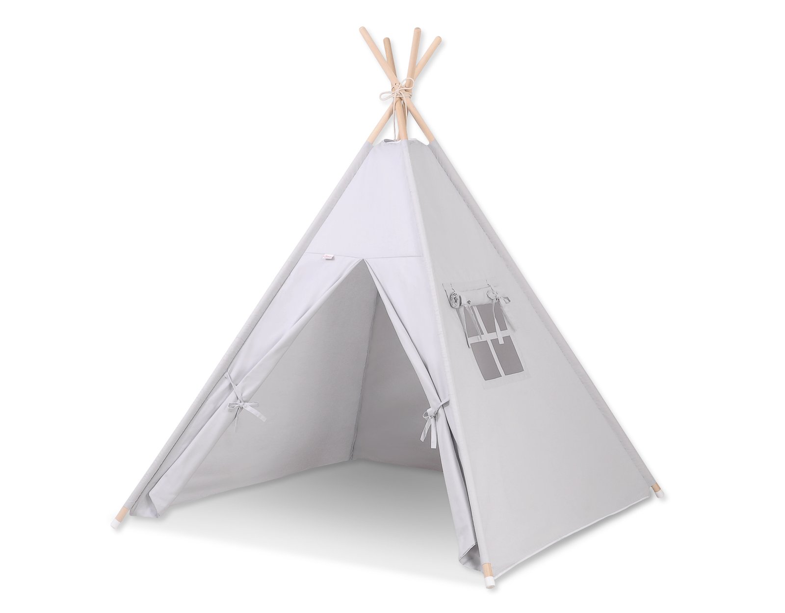 Tipi palapinė vaikams + dekoratyvinės plunksnos - pilka - Image 2