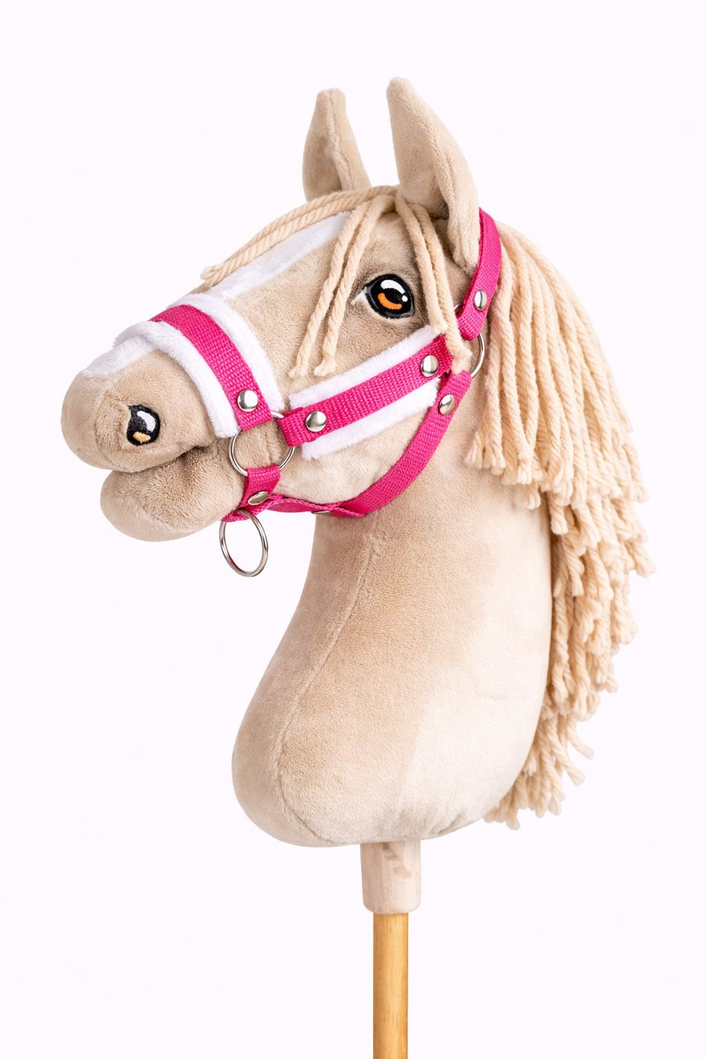 Reguliuojamas apynasris Hobby Horse žirgeliui A3 - tamsiai rožinė su baltu pūkeliu