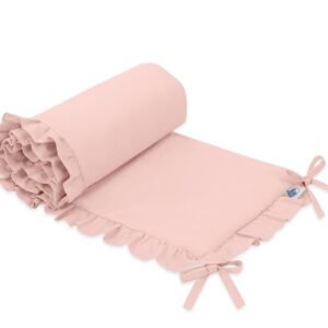Universal baby bed bumper with frill - pastel pink
