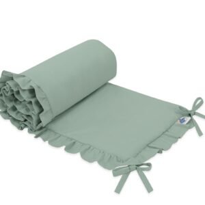 Universal baby bed bumper with frill - pastelgreen