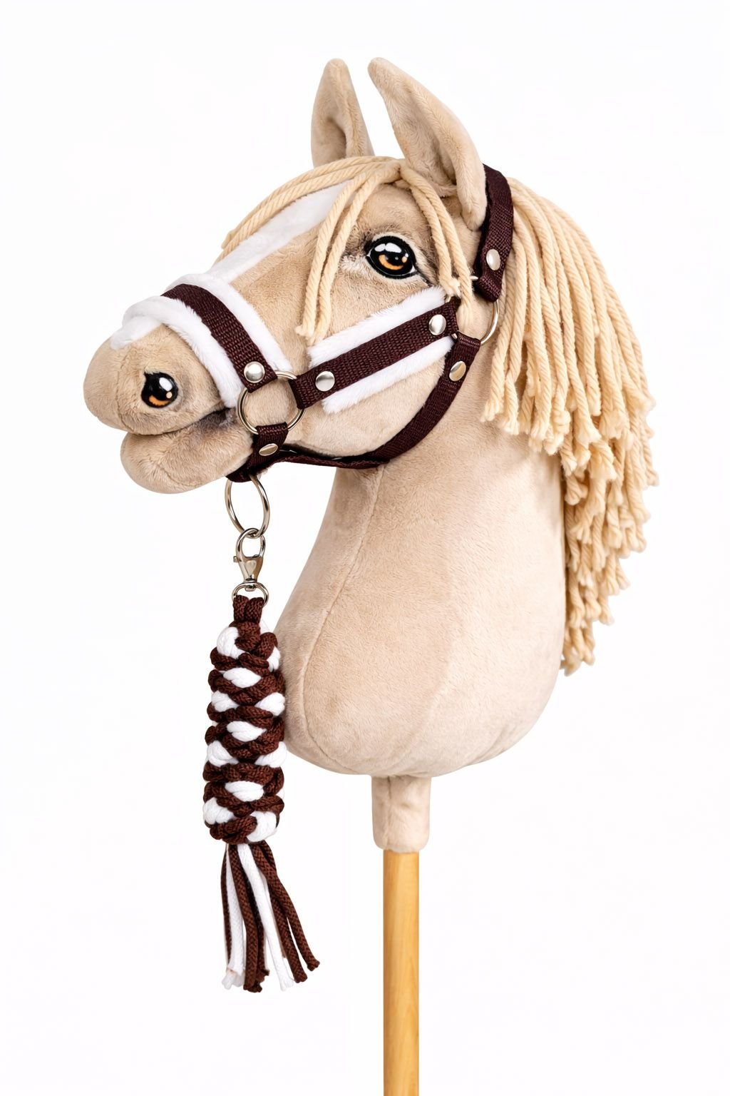 Rinkinys Hobby Horse: apynasris A3 su baltu kailiuku + pavadėlis iš virvės - balta-ruda