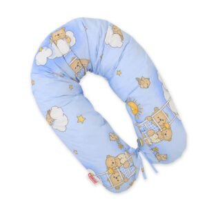 Cotton  pillowcase for pregnancy pillow Longer -  Blue teddy bears