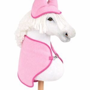 Rinkinys Hobby Horse A3: flisinė antklodė + šiltos ausinės – šviesiai rožinė
