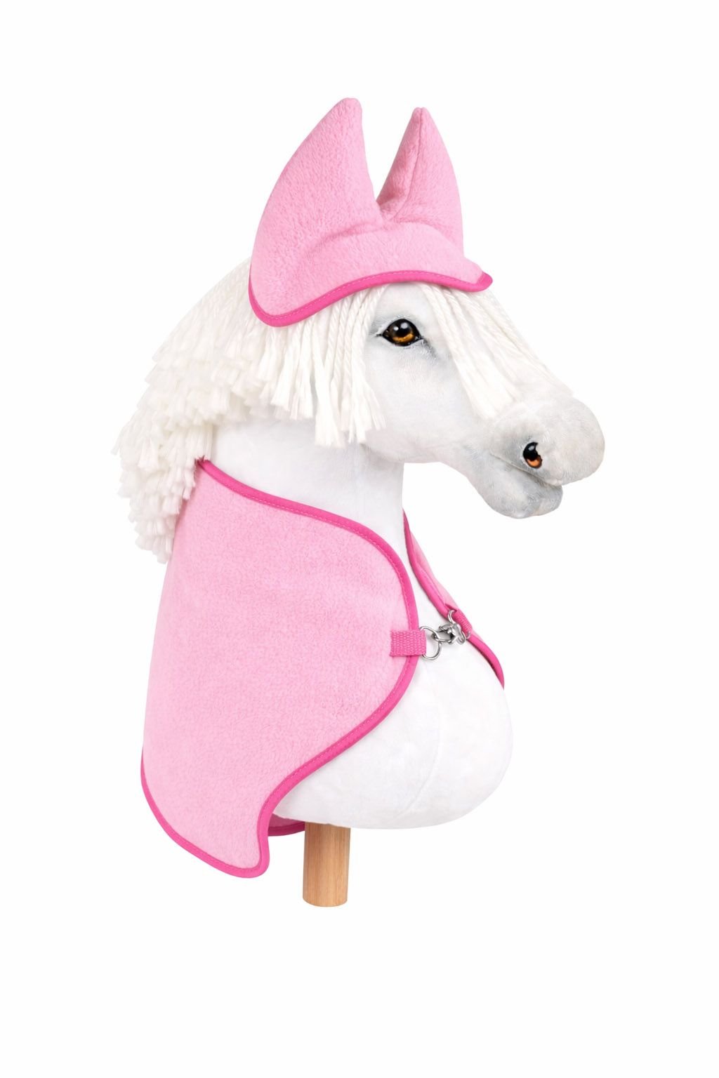 Rinkinys Hobby Horse A3: flisinė antklodė + šiltos ausinės – šviesiai rožinė