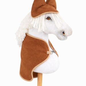 Rinkinys Hobby Horse A3: flisinė antklodė + šiltos ausinės – ruda