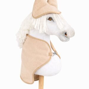 Rinkinys Hobby Horse A3: flisinė antklodė + šiltos ausinės – smėlio spalvos