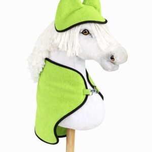 Rinkinys Hobby Horse A3: flisinė antklodė + šiltos ausinės – neoninė žalia