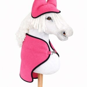 Rinkinys Hobby Horse A3: flisinė antklodė + šiltos ausinės – neoninė rožinė