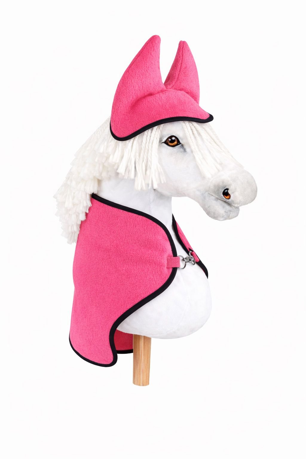 Rinkinys Hobby Horse A3: flisinė antklodė + šiltos ausinės – neoninė rožinė