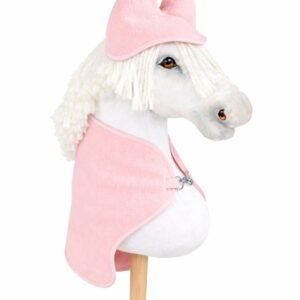 Rinkinys Hobby Horse A3: flisinė antklodė + šiltos ausinės – pudros rožinė