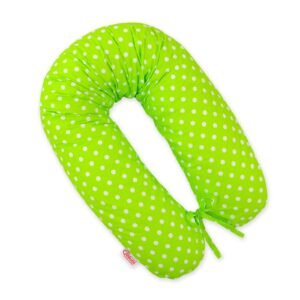 Pregnancy pillow- Longer, removable pillowcase - White polka dots on green