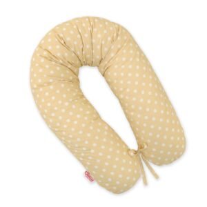 Pregnancy pillow- Longer, removable pillowcase - White polka dots on beige