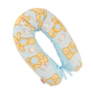 Pregnancy pillow- Longer, removable pillowcase - Teddy bear blue