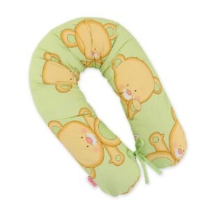 Pregnancy pillow- Longer, removable pillowcase - Teddy bear green