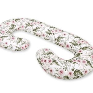Maternity Support Pillow C, removable pillowcase - peony flower pink