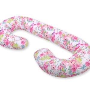 Maternity Support Pillow C, removable pillowcase - hummingbirds in flowers