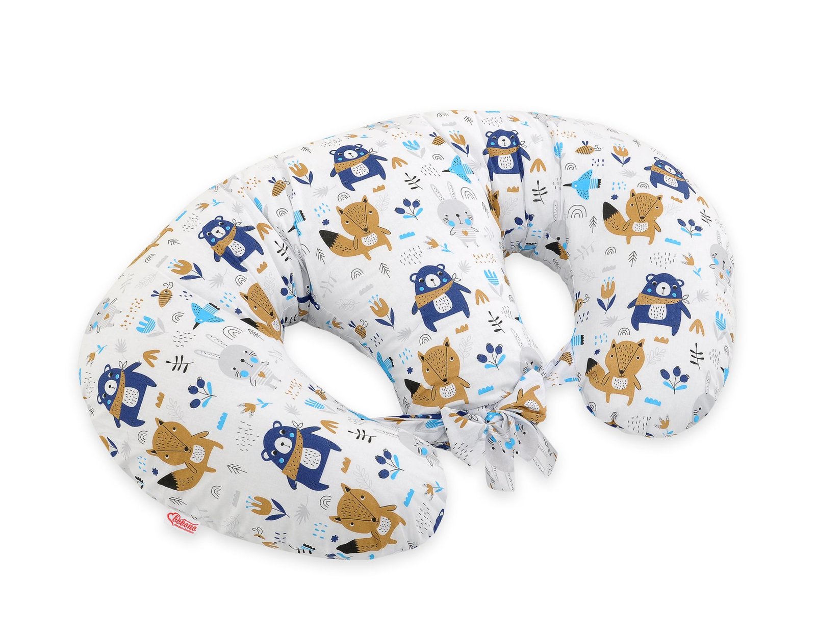 Pagalvė dvynukams žindyti, žindymo pagalvė „Croissant“, nuimama, maitinimas laisvomis rankomis – tamsiai mėlyni meškiukai - Image 4