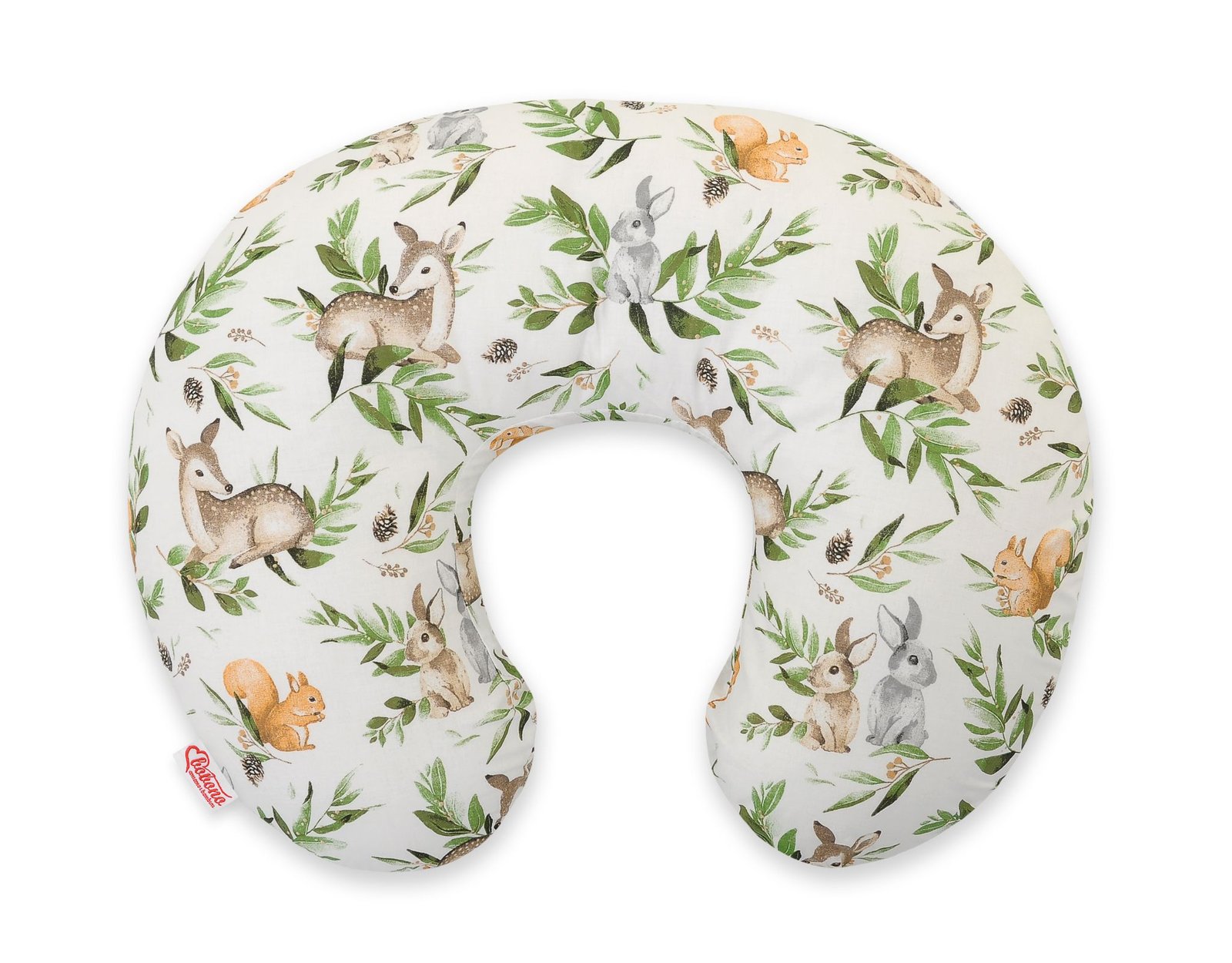 Maitinimo pagalvė „Croissant“, nuimamas užvalkalas, rankoms laisvoms maitinti – Woodland, žalia