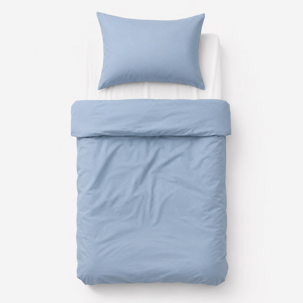 Medvilninis vaikiškas patalynės komplektas, 2 dalys: pagalvės užvalkalas 60x40 cm ir antklodės užvalkalas 135x100 cm – pastelinis mėlynas - Image 4